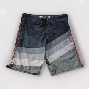 Billabong Platinum X Men 32 Gray Hybrid Short Boardshorts Stretch Surf 10.5"